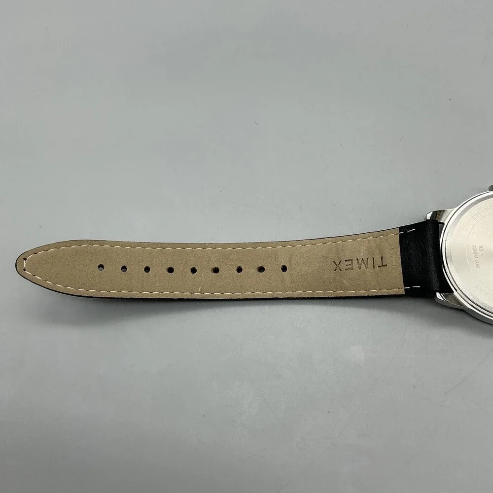 Timex Indiglo Easy Reader Mens Watch 38mm Black Leather Date New Battery